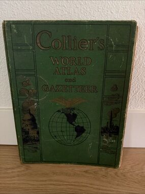 Large Vintage Collier's World Atlas and Gazetteer 11”x14.5”